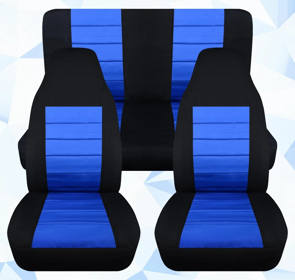 Bonitas fundas de asiento delanteras y traseras negras azules algodón para Jeep Wrangler LJ 2003-2006 Foto 1 de 1