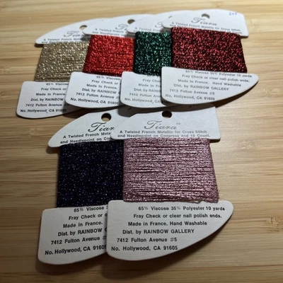 Rainbow Gallery TIARA Twisted Metallic Thread Lot Of 6 -Needlepoint/cross stitch - Image 1 of 2