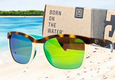 Gafas de sol COSTA DEL MAR retro tortuga/verde espejo ANAA polarizadas 580P ¡NUEVAS! Foto 1 de 4