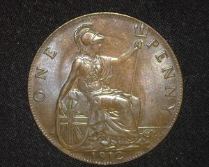 GREAT BRITAIN 1912 PENNY KM810 BRILLIANT UNCIRCULATED BROWN 64~K37 - Picture 1 of 2