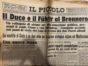 giornale IL PICCOLO DUCE E HITLER AL BRENNERO conte ciano 6678 1941 - Imagen 1 de 1