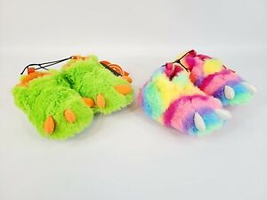 Dinosaur Dragon Claw Foot Monster Youth Toddler Slippers Shoes Green or Tie Dye