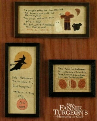 Hey How For Halloween 3 Stitchery Embroidery Sewing Patterns Wall Hanging Spooks - Image 1 of 2