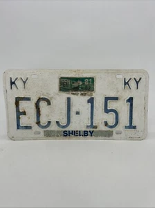 Kentucky Nummernschild Shelby County KY Tag 1981 1982 blau weiß EuGH-151 - Bild 1 von 2