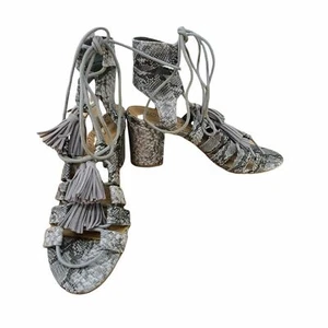 Coconuts by Matisse Size 7 Embossed Faux Snakeskin Copa Gladiator Tassel Sandals - Picture 1 of 12