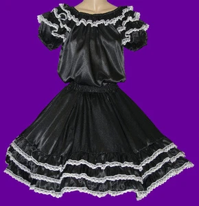 BLACK SQUARE DANCE DRESS, OUTFIT, BLOUSE,SKIRT WAIST 30"-37" SIZE MEDIUM - Picture 1 of 4