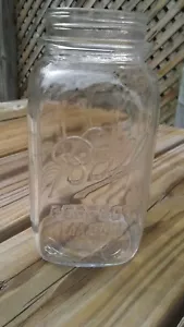 Vintage 1933-1962 Ball Perfect Mason Square Ribbed Quart Screw Top Jar - No Lid - Picture 1 of 4
