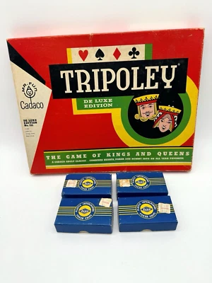 Alfombra de mesa vintage 1965 Cadaco Tripoley edición de lujo corazones póker rummy + fichas Foto 1 de 4