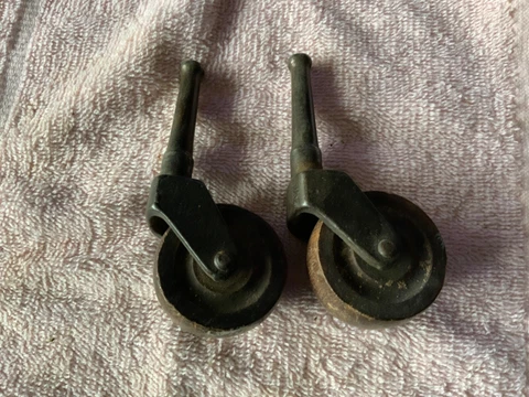 Pair of salvaged cocabola casters Cover