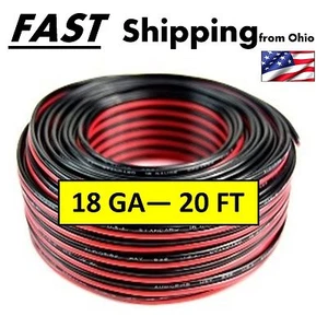 Audiopipe 20' Fuß 18 GA Stärke rot schwarz 2 Leiter Lautsprecherkabel Audiokabel - Bild 1 von 1
