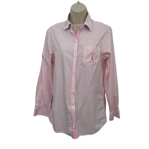 Saint James Striped Button Down Top Small Pink  White Blouse Shirt Cotton Size S - Picture 1 of 11