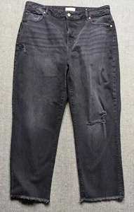 Loft Curvy High Waist Straight Corp Distressed Raw Hem Women 33/14 Black Jean - Picture 1 of 7