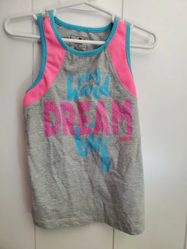 Camiseta sin mangas Puma Active gris/rosa talla 5 para niñas  Foto 1 de 3
