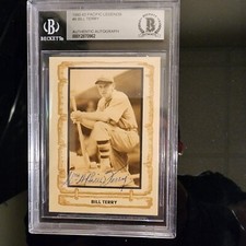 1980 Pacific Legends Bill Terry Auto Signed Card #9 BAS Beckett Certified 