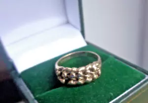 Anello custode in oro giallo 9 kt vintage h/m 1978 Londra - misura M - Foto 1 di 6