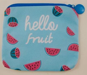 New Hello Fruit Watermelon Graphic Coin / Change Purse 4 3/4" x 4" Cute - Picture 1 of 4