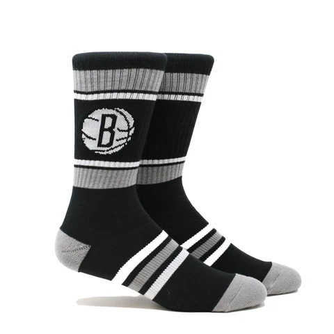 Brooklyn Nets Socks NBA PKWY Striped Varsity Crew  Large Fits 6-12 Cover