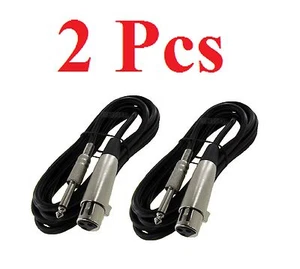 Paquete de 2 - 10 ft XLR 3 pines hembra a 1/4" cable micrófono blindado mono - Imagen 1 de 1