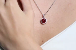 2 carat Genuine Ruby Fine Jewelry Ruby Necklace Certified Ruby 40th Anniversary - Picture 1 of 16