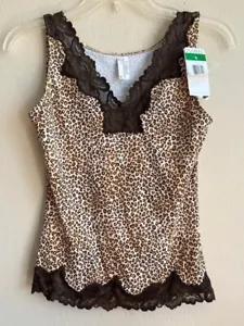 NWT Flexees Maidenform Leopard Print Chocolate Lace Stretch Knit Top XL - Picture 1 of 8