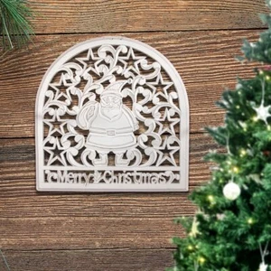 Wandornament, Weihnachten, Weihnachtsmann, Holz, Weiß, X-Mas, Dekoration - Bild 1 von 7