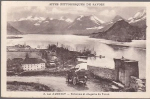 TALLOIRES 74 Auto Lac d'Annecy CPA écrite à Mme MARCHETTI La Rochelle 31-8-1933 - Picture 1 of 2