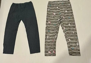 ✨Girl's Leggings, Pair, Size 4T / 4, Gray, Unicorn, Striped, Elastic Waist✨ - Picture 1 of 16