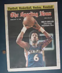 Philadelphia 76ers Dr. J Julius Erving signed Autogramm Sporting News Cover -- - Bild 1 von 1