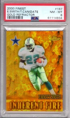 2000 Finest 187 Trung Canidate Emmitt Smith Gold Refractor PSA 8 /100 Low Pop - Image 1 of 2