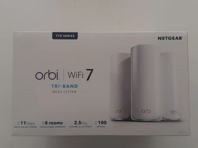 NETGEAR Orbi 770 Serie Tri-Band Wifi 7 Mesh-Netzwerksystem (RBE773) – Router + 2 - Bild 1 von 4