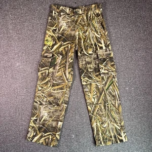 Realtree Hunting Pants Boys L Green Camo Cargo Pockets Max 5, Fits 26x25.5 - Picture 1 of 12
