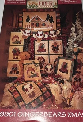 Guirnalda de edredón de mosaicos de fibra de Navidad GingerBear adorno patrón de papel de envolver Foto 1 de 2