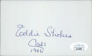 Eddie Shokes Cincinnati Reds Signed 3x5 Index Card JSA Authenticated - Picture 1 of 2