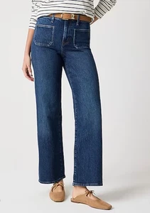 J.Crew Damen Curvy Full-Length Wide Leg High Rise Jeans Größe 29 Dark Indigo - Bild 1 von 9