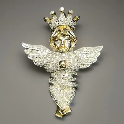 Yellow Gold 10k Praying Angel Charm Genuine Diamonds 4.2g Fast Free Shipping - Image 1 of 4