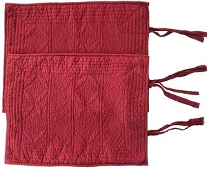 2 Pottery Barn Red Quilted Standard Pillow Shams Linen Blend - Picture 1 of 7