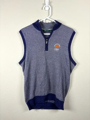 Chaleco tejido sin mangas azul golf Bobby Jones Kiawah The Ocean Course 1/4 cremallera talla M Foto 1 de 4