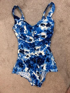 Traje de baño Maxine of Hollywood talla 10 sujetador acolchado 1 pieza frente fruncido - Imagen 1 de 4