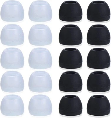 BLACELL Earbud Tips 20pcs Medium Silicone Black Clear Covers Universal Audio Use