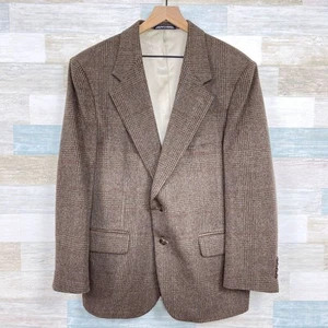 Savile Row Tweed Sport Coat Brown Glen Check Wool Camel Hair Blend Mens 42S - Picture 1 of 10