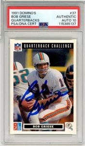 BOB GRIESE Signed 1991 Domino's Quarterbacks #37 PSA 10 Auto - Picture 1 of 2