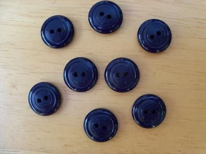 8 NAVY BLUE VINTAGE CIRCLE CASEIN SCHWANDA Buttons NOS SEWING CRAFT 14mmx4mm - Picture 1 of 2