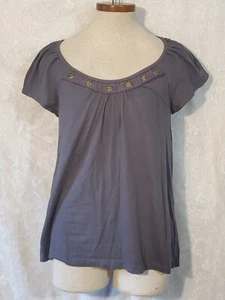 Decree Gray Gold Buttons Shirt Top Size Large Cotton Cool Comfort - Picture 1 of 8