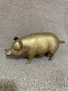 Vintage Brass Piggy Bank – 3 LB Pig 10.75” (missing 1 screw) - Picture 1 of 6