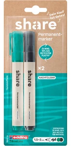 share Marcador Permanente Negro-Verde, Juego de 2, Impermeable, Punta Fina para Papel - Imagen 1 de 2