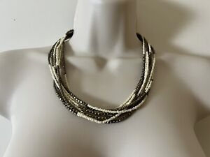 8 strand 18" Collar Necklace seed beads and Bronze color Metal beads Adjustable