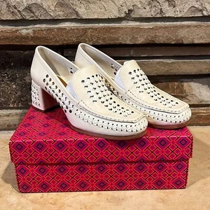 Tory Burch Woven Raffia 55mm Loafer Pump New Ivory - Picture 1 of 10
