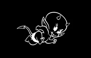 Hot Stuff Little Devil WHITE vinyl decal for car windows weatherproof 3.5 x 5.4" - Picture 1 of 3