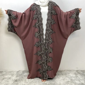 Vestido kimono abierto manga ala murciélago Dubai Abaya mujer musulmana túnica farasha caftán - Imagen 1 de 69