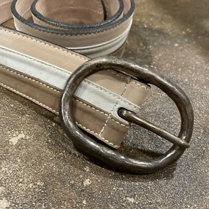 Vintage Streets Ahead Wide Belt Silver Tone Thick Metal Suede Stripe California - Picture 1 of 6